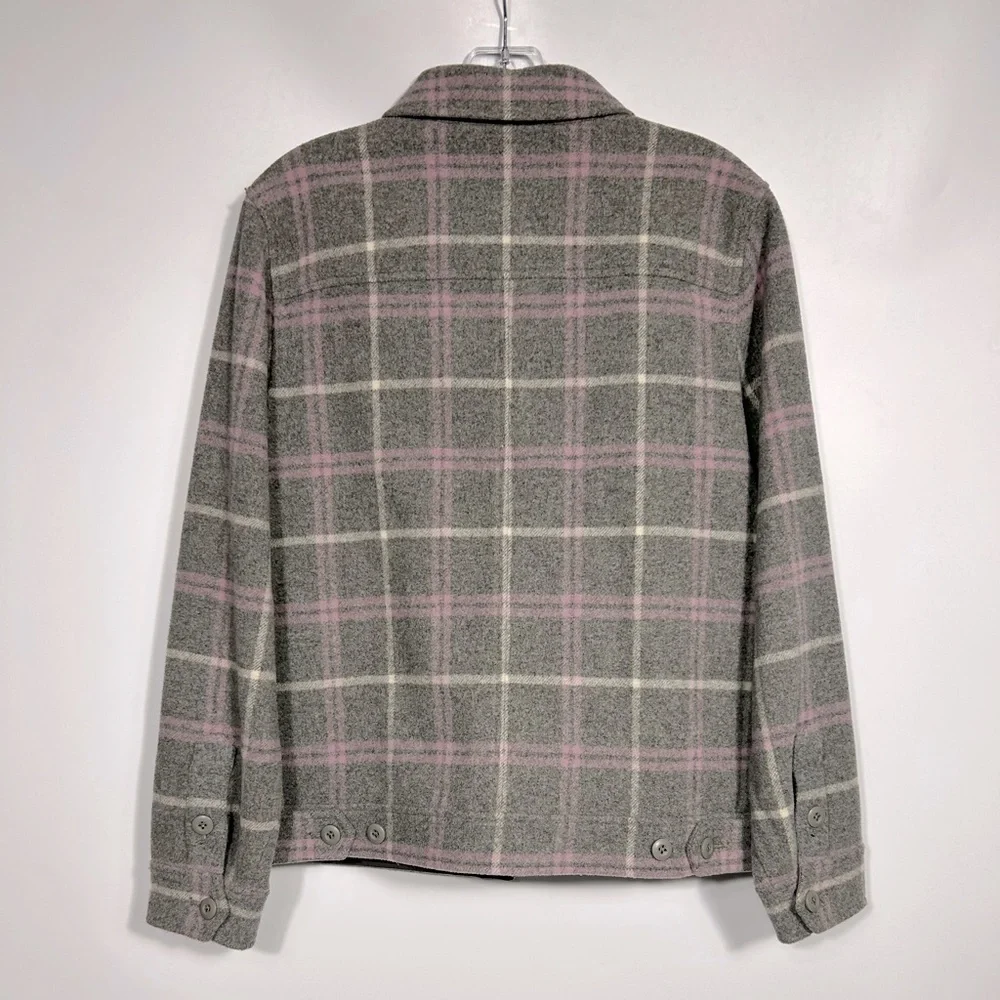 J.Crew Shirt-jacket in stretch wool-blend plaid Size S Gray/Lilac
